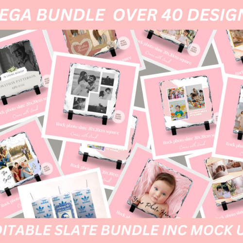 Square Photo Slate Mega Bundle | 40+ Design Templates | Digital Download