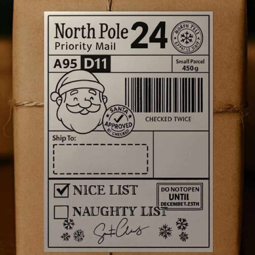 Santa Label Printable | Single Christmas Gift Label | Digital Download