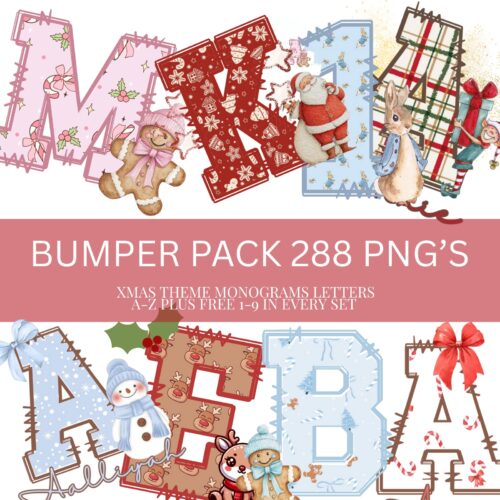 Christmas Monogram Mega Bundle | A–Z & Numbers | Digital Download