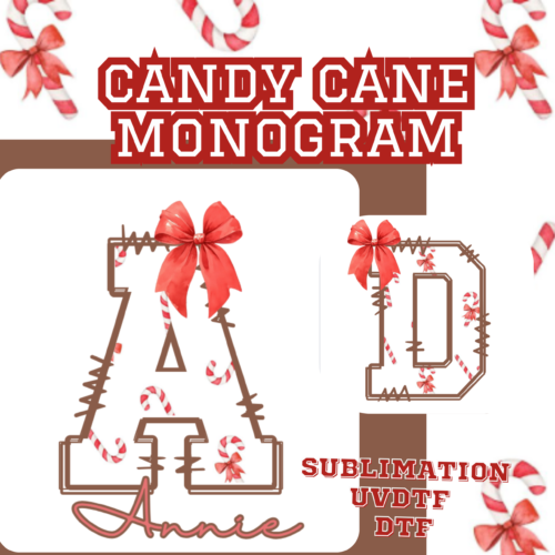 Candy Cane Monogram Alphabet & Numbers | A–Z & 0–9 | Christmas Digital Download