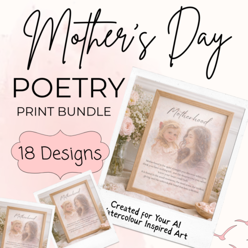 Mother’s Day Print Templates with Poetry | For Watercolour-Style Photo & AI Art | Digital Download