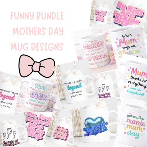 Mother’s Day Mug Design Bundle | 20 Funny & Sweet Mug Designs | Digital Download