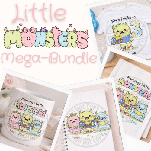 Little Monsters Mega Design Bundle | Cute Kids Monster Designs | Digital Download