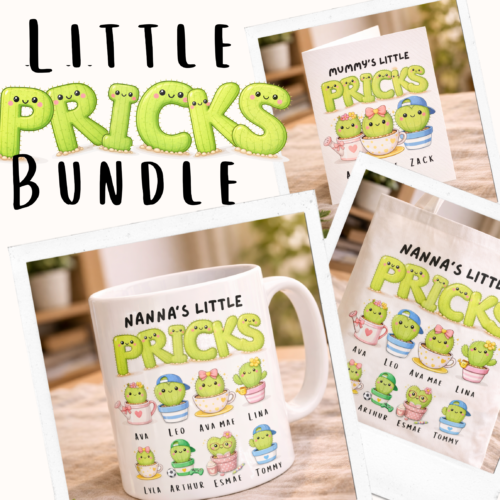 Little Pricks Cactus Design Bundle | Funny Adult Humour Designs for Mugs, Clothing & Totes | Digital Download