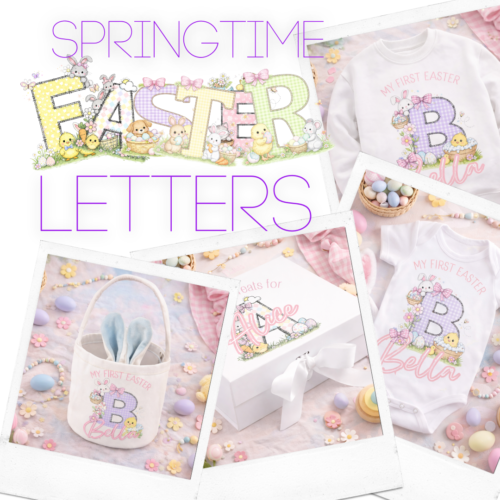 Easter & Spring Girls Monogram Alphabet | A–Z Editable Canva Templates | Digital Download