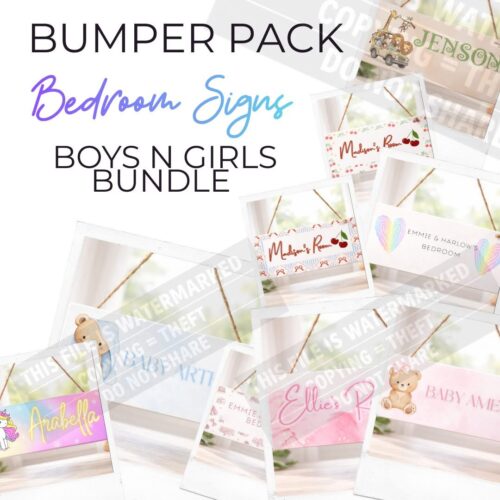 Children’s Bedroom Sign Bundle | 40 Boys & Girls Room Designs | Digital Download