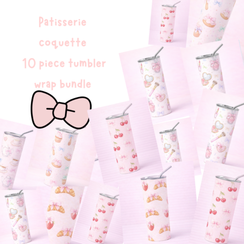 Pastel Patisserie 20oz Tumbler Wrap Bundle | Bakery Aesthetic Designs | Digital Download