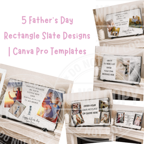 5 Father’s Day Rectangle Slate Designs | Canva Pro Templates | Digital Download