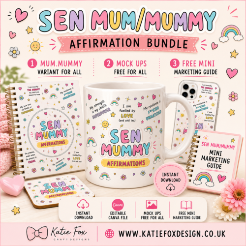 SEN Mum Affirmation Bundle | Notebook, Mug, Keychain, Phone Case & Coaster Designs | Digital Download
