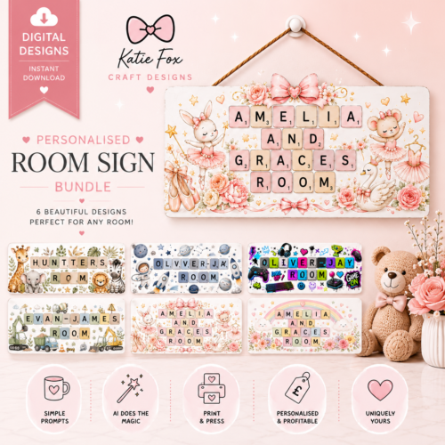 Personalised Room Sign AI Prompt Bundle | Create Your Own Custom Door Signs | Digital Download