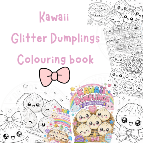 Kawaii Glitter Dumplings Colouring Book | Cute Printable Colouring Pages | Digital Download