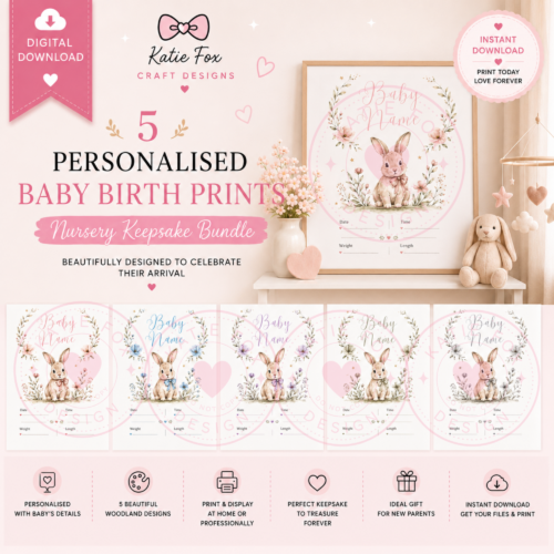 Baby Bunny Birth Statistic Prints Collection